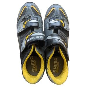 Women's 7 EUC! Vtg 2002 Shimano SH-M038 Cycling Shoes Grey Yellow MTB Bike Spin